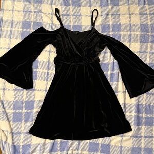 Torrid Black Velvet Cold Shoulder Dress